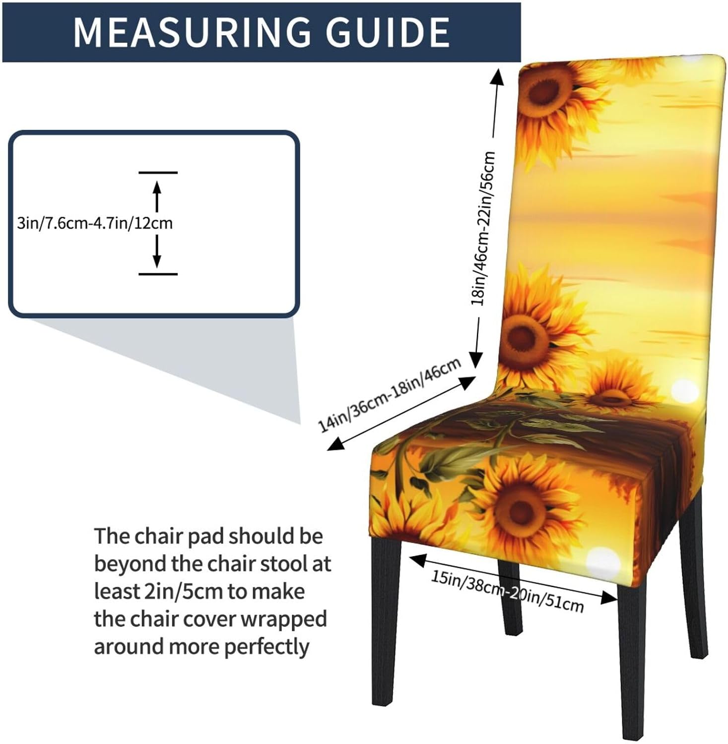 Sunflower At Sunset Prints Protection Cover for Dining Chair - Stretchable Chair Throw Covers for Dining Room, Hotel Event Party