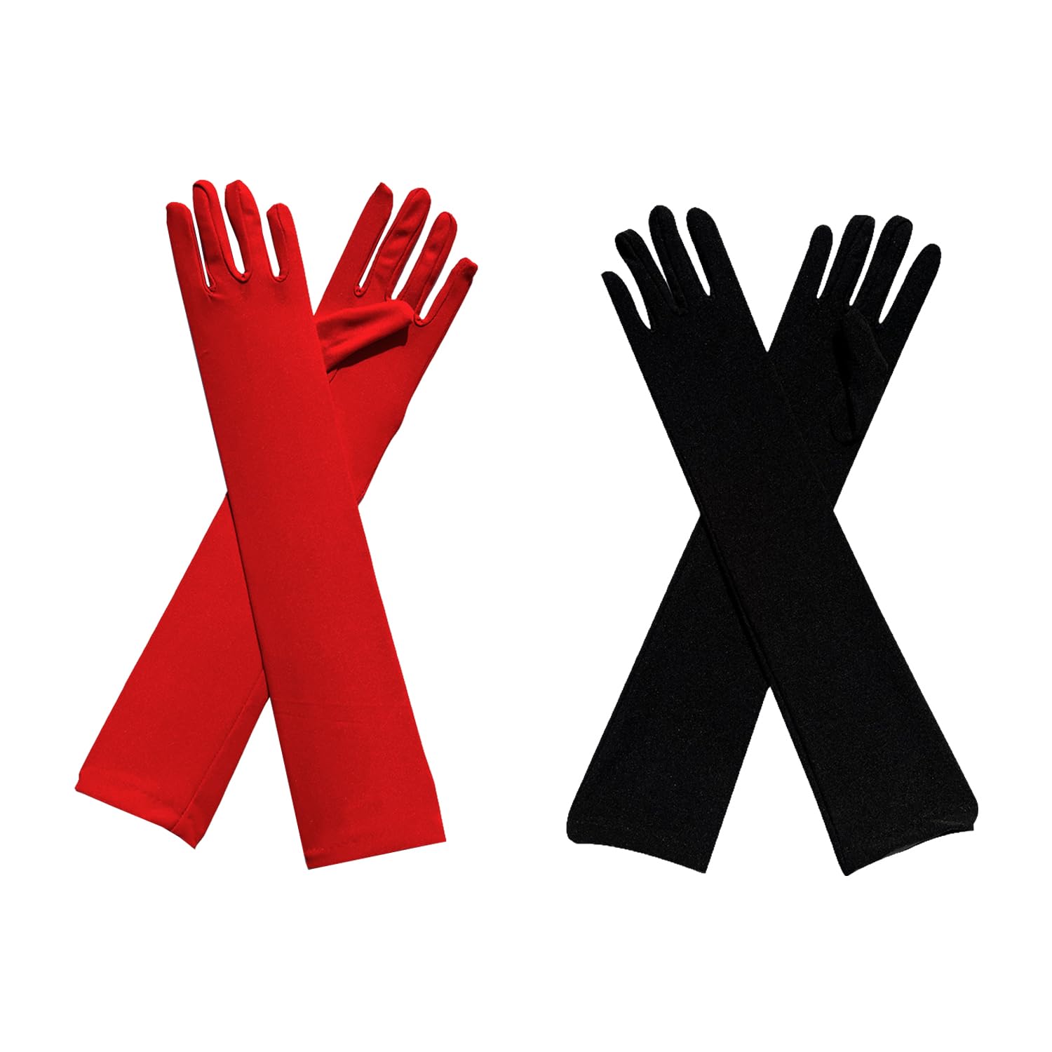 EOWVISN 2 Pairs Of Prom Dress-Up Gloves, Elastic And Comfortable, Satin Retro Long Gloves, Suitable For Opera, Prom, Stage Performance Scenes.