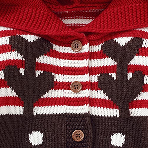 Borlai Baby Boy Meisje Kerst Romper Kleding Peuter Elk Gebreide Trui Hooded Front Button Jumpsuit Bodysuit voor 0-18M - Afbeelding 4