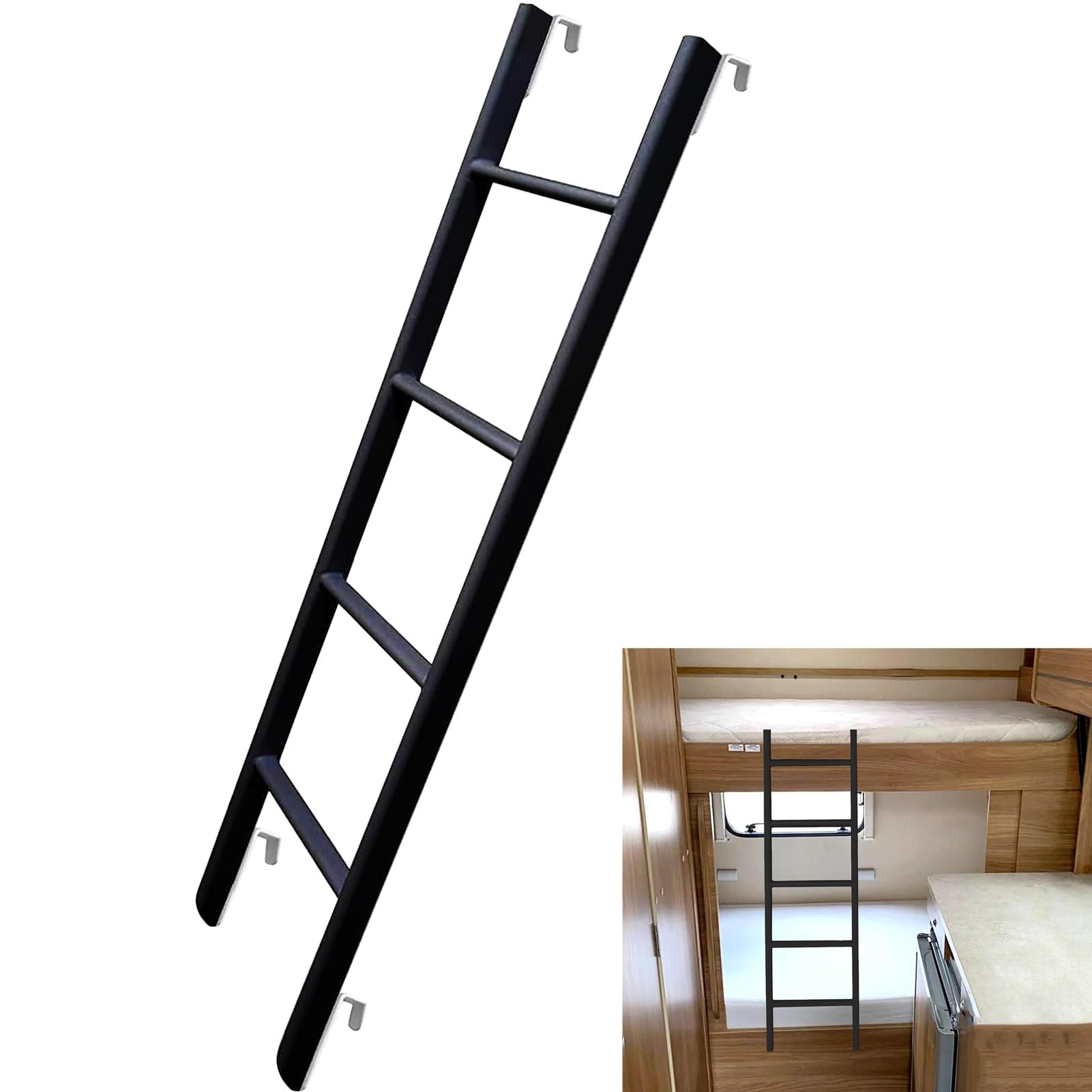 Escalera para literas universal con ganchos y estructura metálica ultraestable de 150 kg