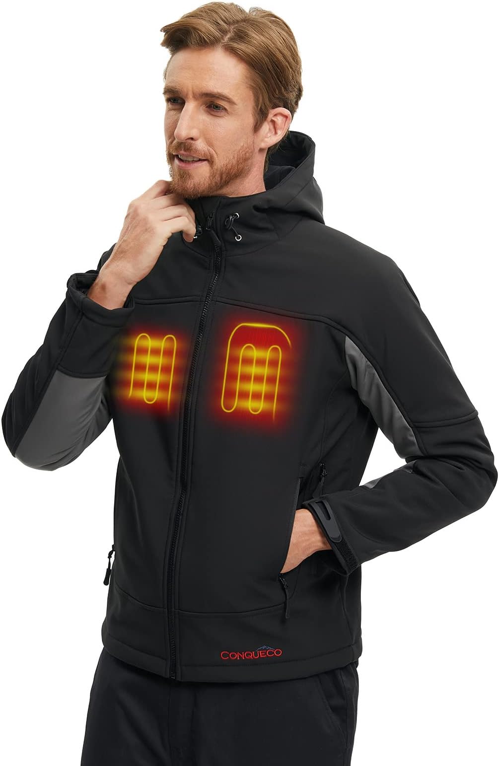 CONQUECOHeated Jacket Electric Hoodie Jacket With Battery Pack
