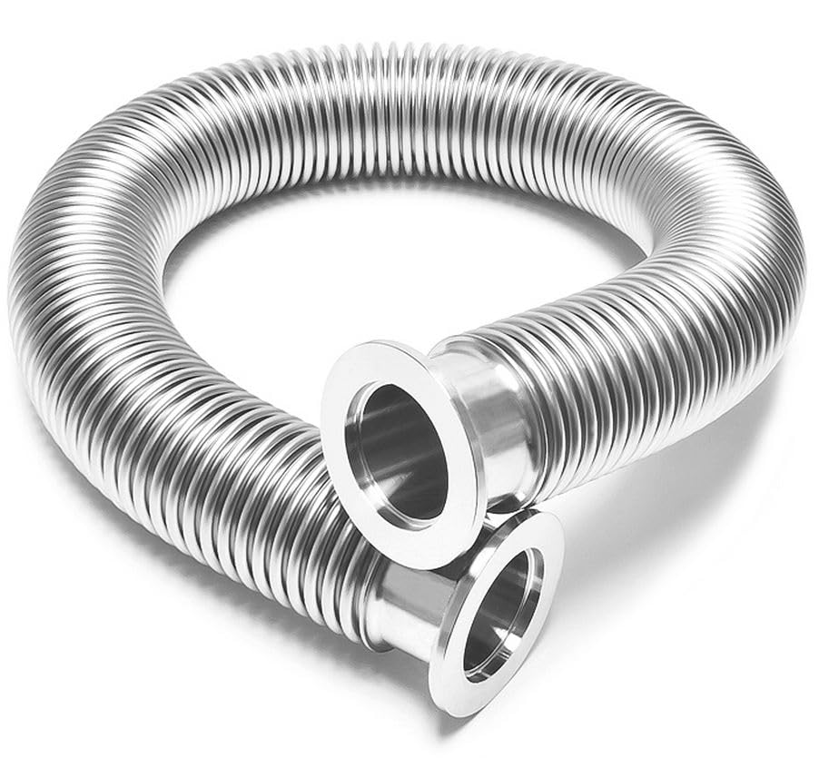 BROWNIAN MOTION TECHNOLOGYISO-KF KF40 NW40 Standard Stainless Steel Corrugated Bellow Hose Set, 1200mm KF40 Thick Wall Bellow Hose with 2 Aluminum Clamps, 2 SS Centering Rings, 2 FKM O-Rings