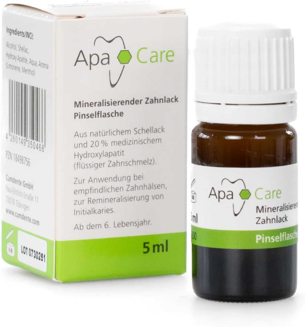 Apa Care Mineralizing Tooth Paint with 20% Medical Hydroxyapatite Liquid Enamel Shellac Based Self-Hardening Brush Bottle 5 ml