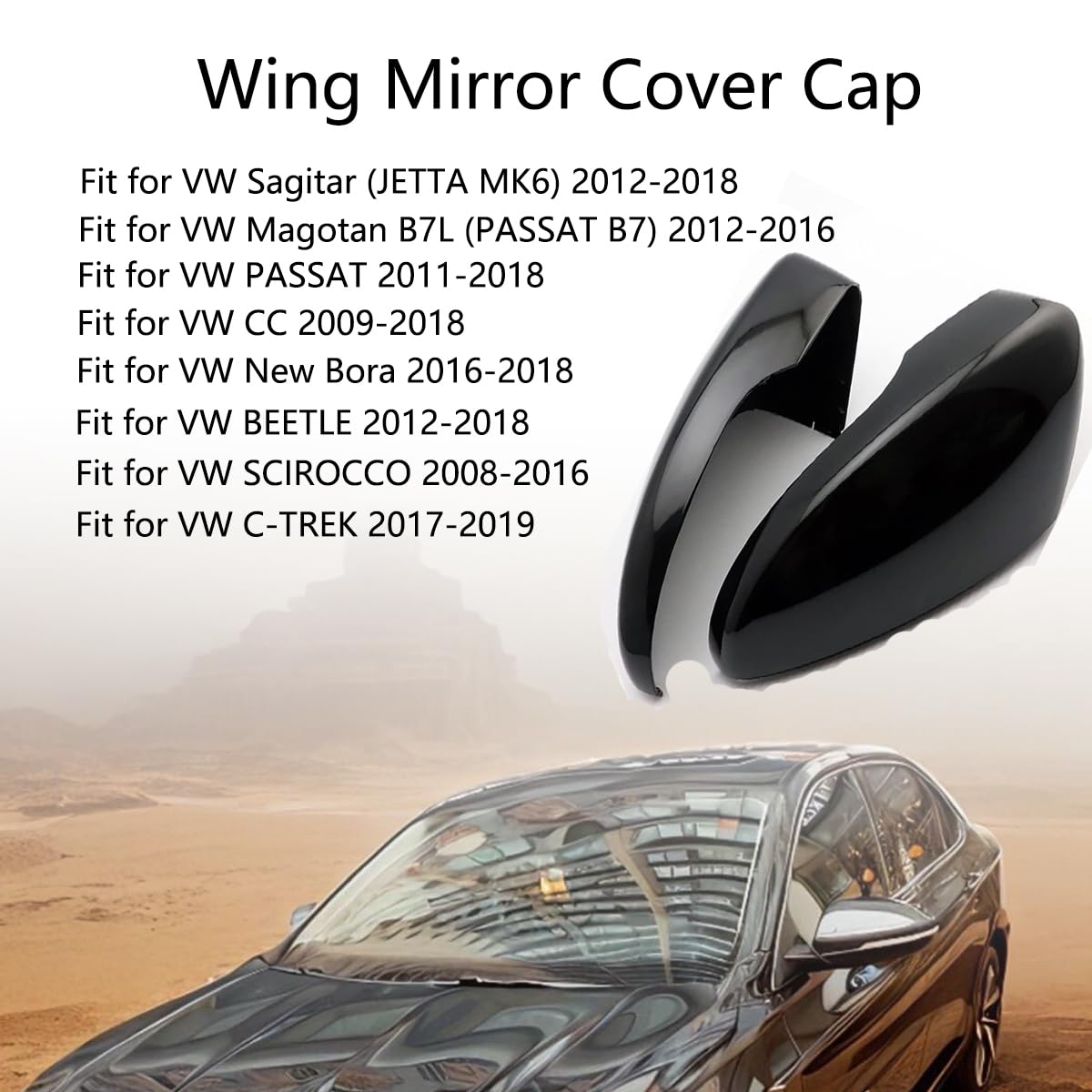 Tappi per specchietto retrovisore auto, 1 paio di coprispecchietti retrovisori compatibili con VW Sagitar Magotan B7 Passat CC Beetle Scirocco