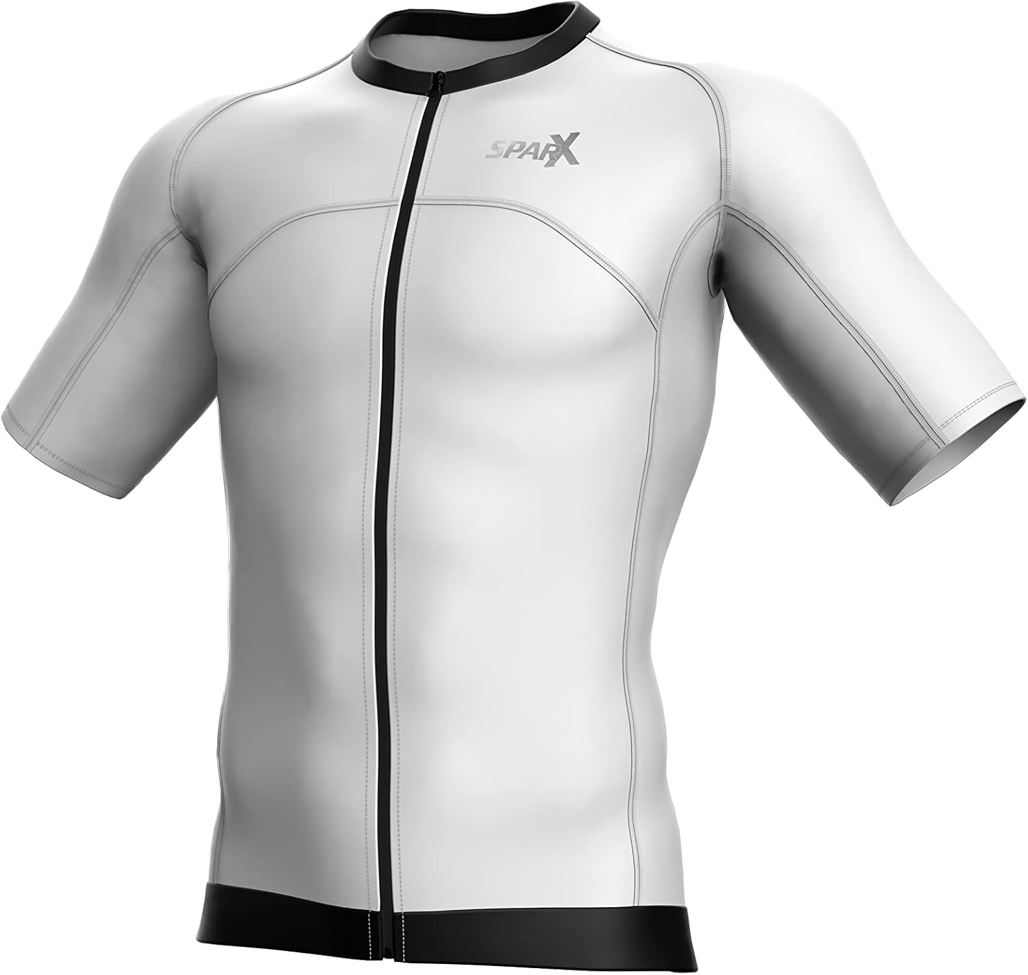 Sparx Men's Aero Tri Tank Short Sleeve Tri Tops Triathlon Tank Race Cycling Swim Bike Run (White, Small)