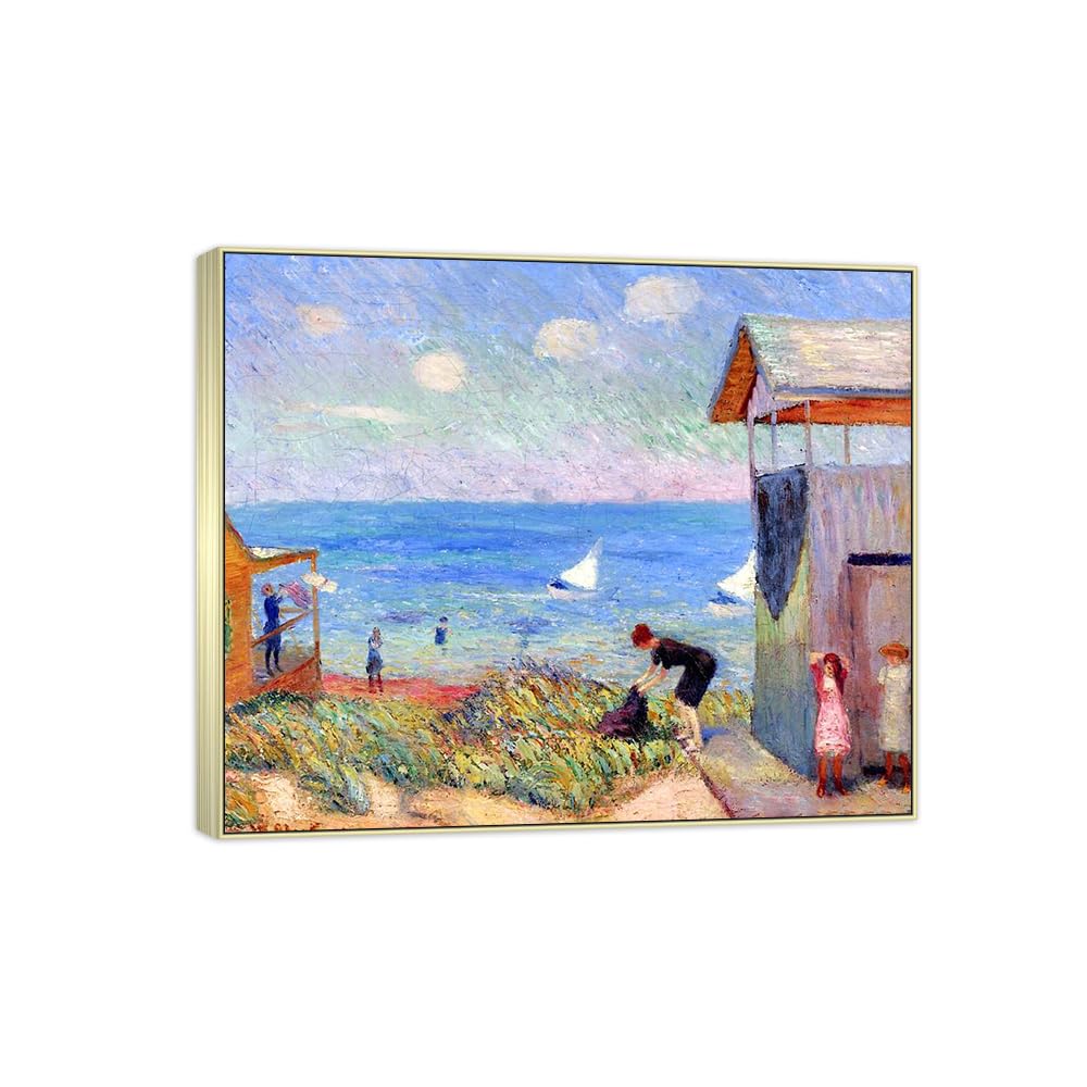 SDYSKKUG William Glackens Canvas Wall Art Prints for Living Room. Shore 35x30cm Silver Frame