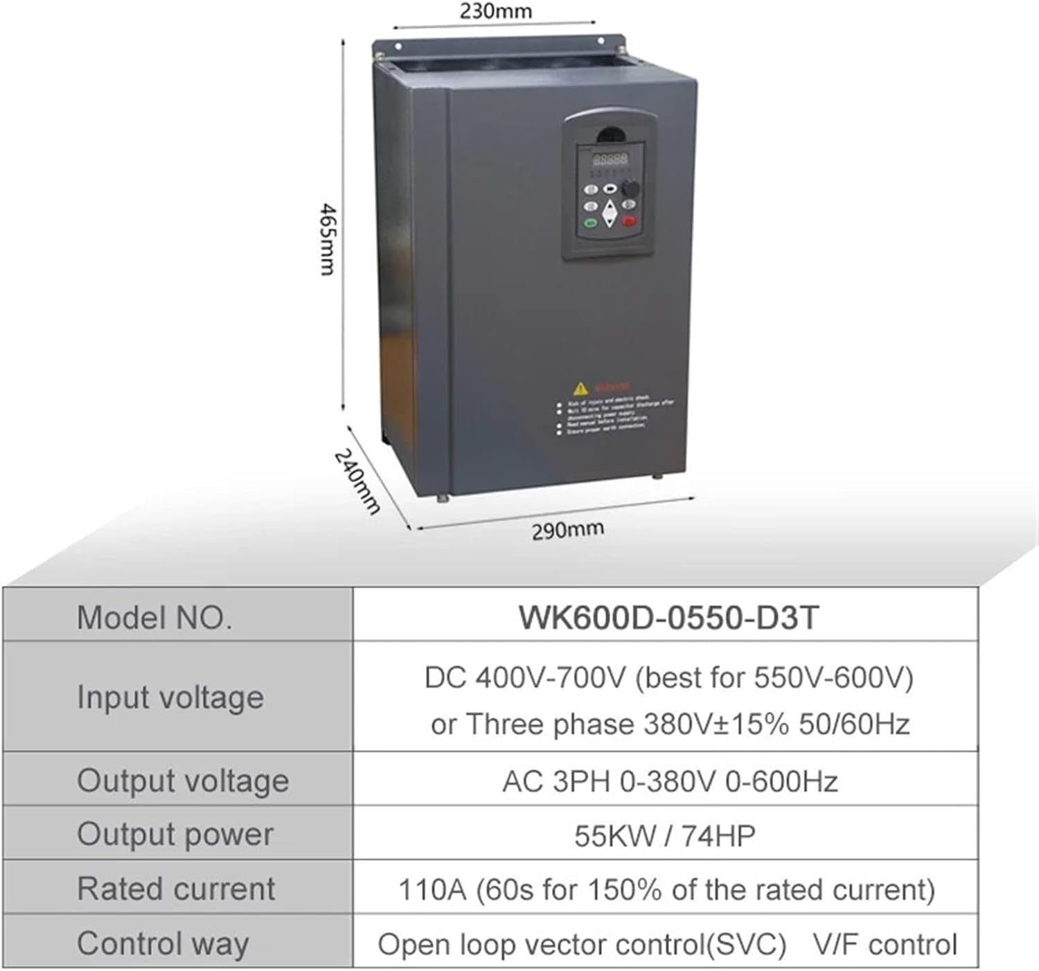 37kw 45kw 55KW 3ph 380V VFD AC Solar DC Input Frequency Inverter Three Phase Input 3 Phase Output Drives Frequency Converter Three-Phase 380V(Solar 380V 55kw)
