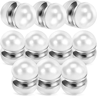 Wedding Veil Weights 10 Pairs Magnetic Pearls Dress Weights Double-Sided Wind Hijab Magnets Studs Clips Buttons for Bridal Clothing Scarf Magnets Pins