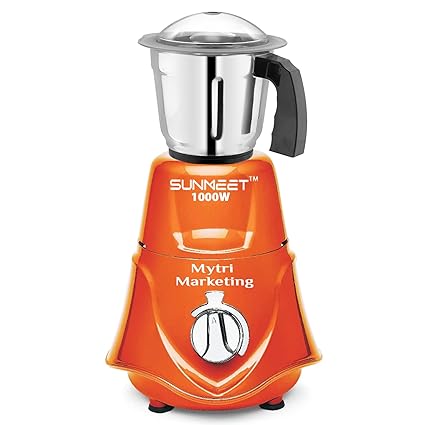 Sunmeet 1000-watts Rocket Mixer Grinder with Stainless Steel Medium Jar (700 ML) MAA150, Orange