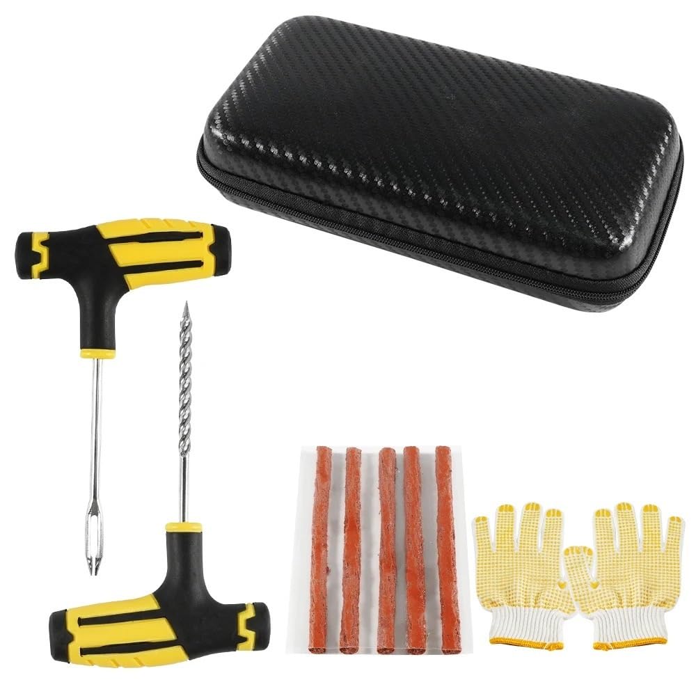 Kit de reparación de neumáticos for trabajo pesado, sin cámara, for coche, furgoneta, motocicleta, pinchazos, kit de reparación profesional, juego de reparación de neumáticos de emergencia(Type A Set(