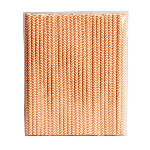 Webake 100 pitillos de papel con diseño chevron naranja y verde miniatura 4