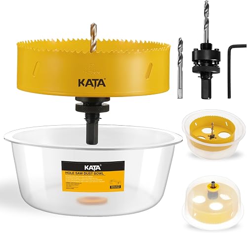 KATA 6 Inch Hole Saw for Recessed Lights with Silicone Dust Bowl Catcher | Smooth One-Piece Bowl Helps Make Cleaner Ceiling Openings for Recessed Lighting, Led Can Lights, Speakers, Drywall, Soft Wood