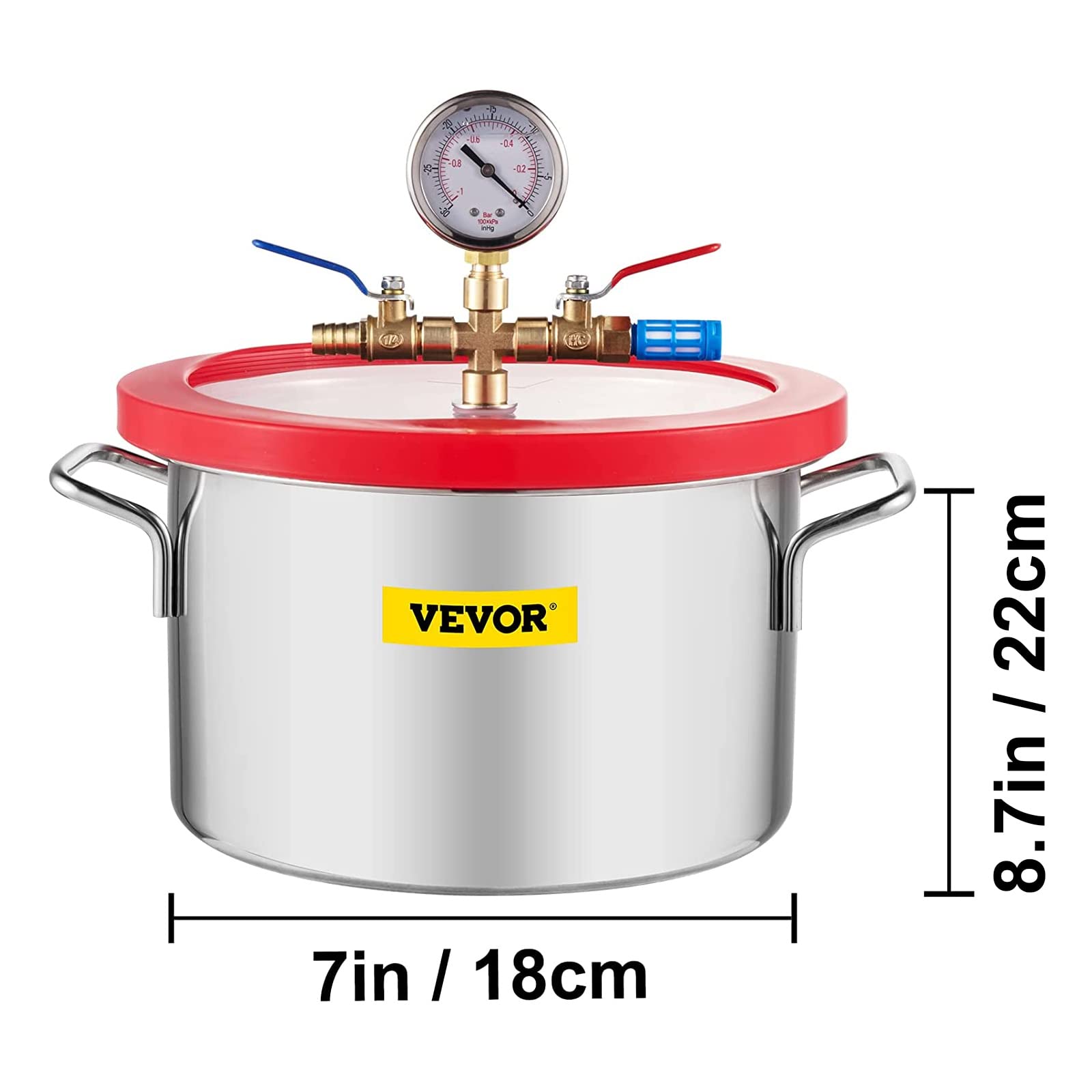Mophorn Vakuumkammer Edelstahl vacuum chamber vakuumkammer für epoxidharz (6L), grau