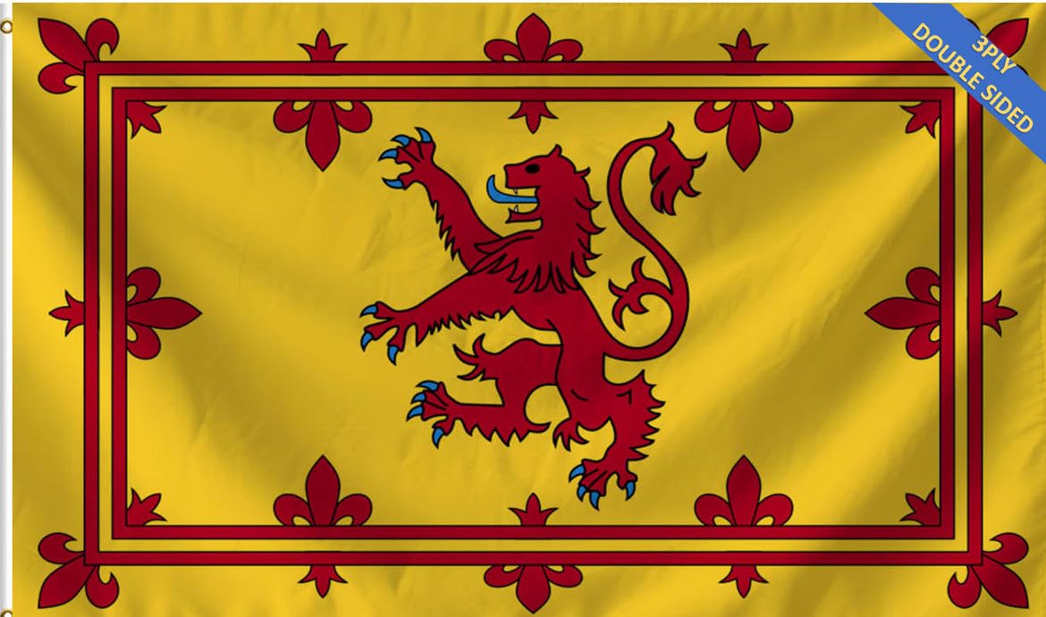 Double Sided 3-layer Lion Rampant Flag Scottish Flag 6X10FT 3ply,Royal Scotland Flag, Vivid Color Double Stitched Outdoor Decor,UV Resistant Polyester Flags with Brass Grommets. (lion, 6x10 3ply)