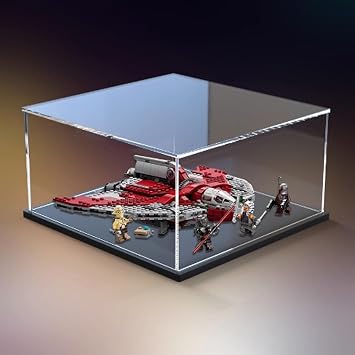 Transparent Acrylic Display Case,for Lego 75362 Jedi Shuttle Model ,Clear Box,Storage Box,Display Box,Compatible with 75362 Model. Display Box only  Black Base