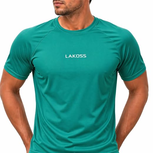 Camiseta Masculina Dry Fit Poliamida UV50+ Proteção Solar Segunda Pele Manga Curta Academia Treino Corrida Trabalho Lazer Conforto Leve (BR, Alfa, M, Slim, VERDE)