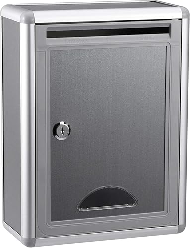NUOBESTY Buzón de metal para buzón de metal para buzón de acero inoxidable, montaje en pared, buzón con bloqueo, caja de paquetes de negocios para