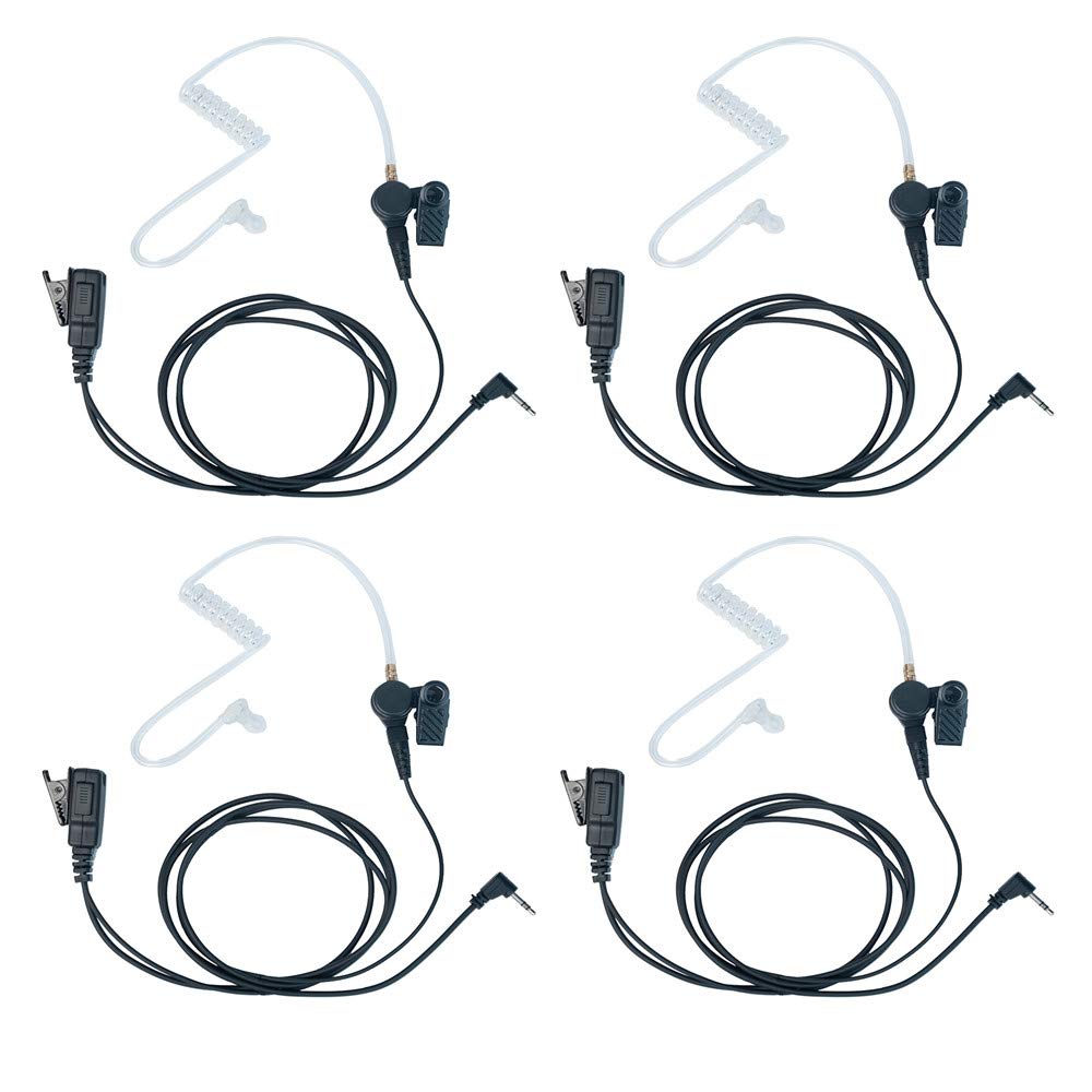 Caroo 1 Pin 2.5MM Nipple Covert Acoustic Tube Earpiece Headset with PTT Mic Compatible with Motorola Talkabout MH230R T200 T260 T460 T600 MR350R MT350R MS350R MD200TPR Walkie Talkie 2 Way Radio 4 Pack