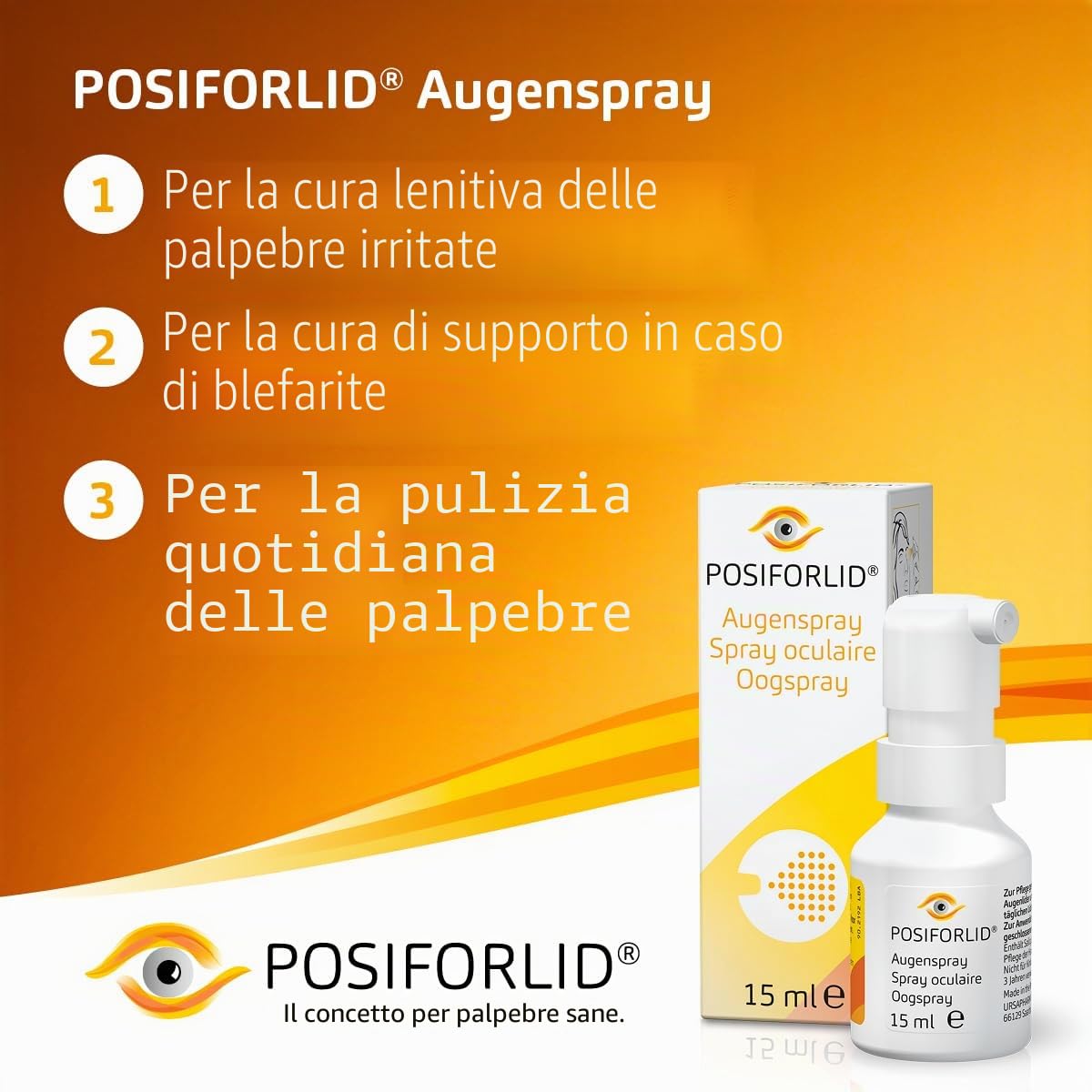 Augenspray zur Pflege gereizter Augenlider, 15 ml Soluzione