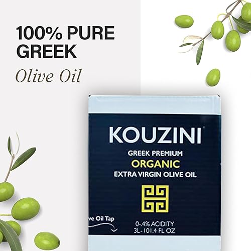 Miniatura 2 de Kouzini Aceite de oliva virgen extra orgánico, bolsa en caja, 3 litros, aceite de oliva griego orgánico de primera calidad en una práctica bolsa de