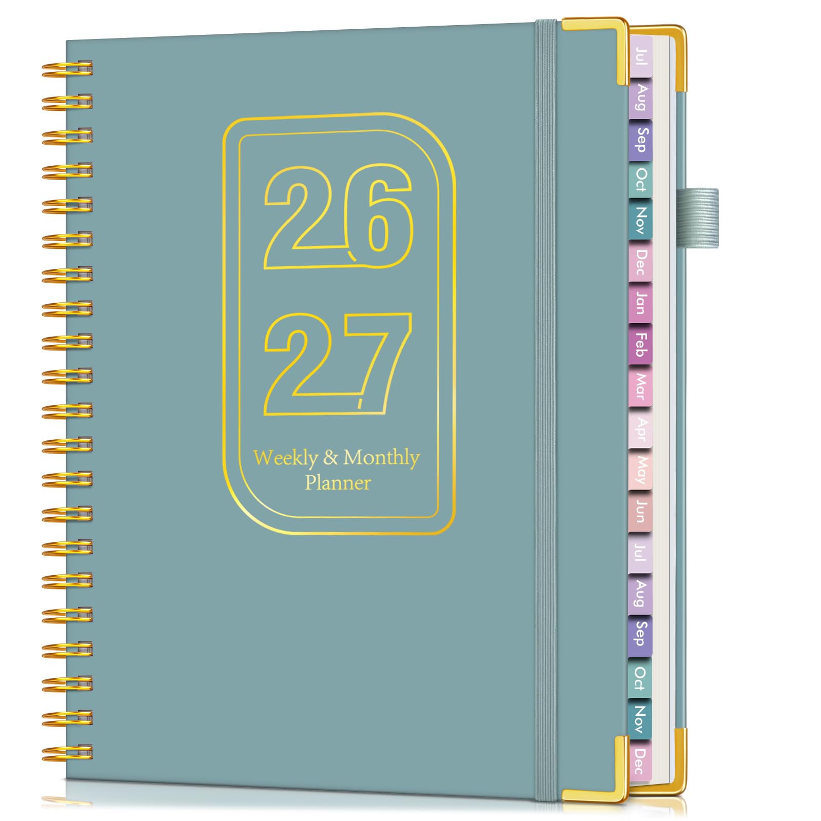 A4 18 Months Academic Planner 2026-2027, Weekly and Monthly Calendar Planner from July 2026 - June 2027, Hardcover Leather Book with Tabs, Spiral Daily Planners for College School Teacher Student