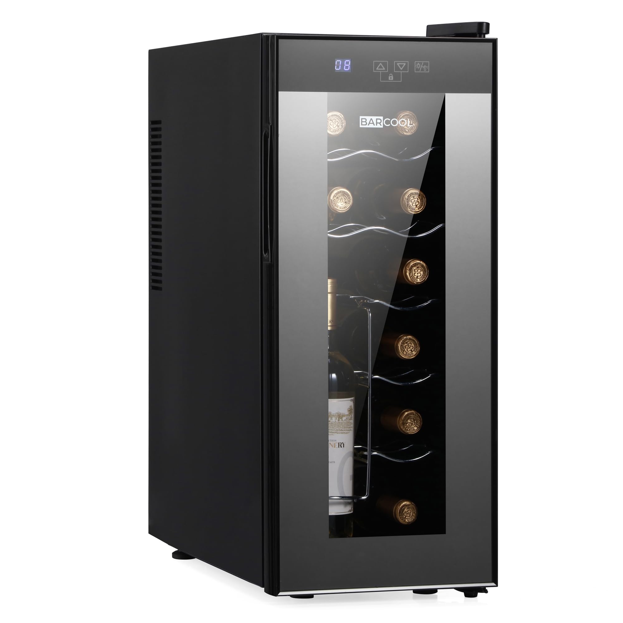 Barcool VINO12 Table-Top Slim Wine Cooler Fridge, Black, 5-18°C, 12 Bottle
