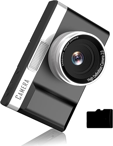Cámara digital para niños con pantalla giratoria de 180, cámara compacta con tarjeta de memoria de 32 GB, cámaras digitales HD de 1080P de punto y