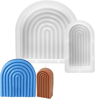 2Pcs Geometric Arch Candle Molds Reusable U-Shaped Silicone Mold Domed Candle Silicone Mold DIY Casting Epoxy Mold for Can...
