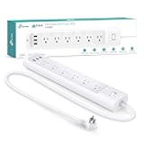 Plug Power Strip HS300, Surge Protector with 6 Individually Controlled Smart Outlets and 3 USB Ports, Works with Alexa & Google Home, No Hub Required , White