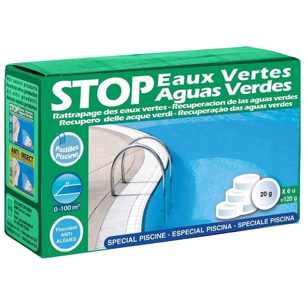 Gre 90147 - Stop Aguas Verdes, Solution pour Traiter Les eaux Vertes. Convient aux piscines Hors-Sol ou enterrées. Contient 6 pastilles de 20 grammes chacune.