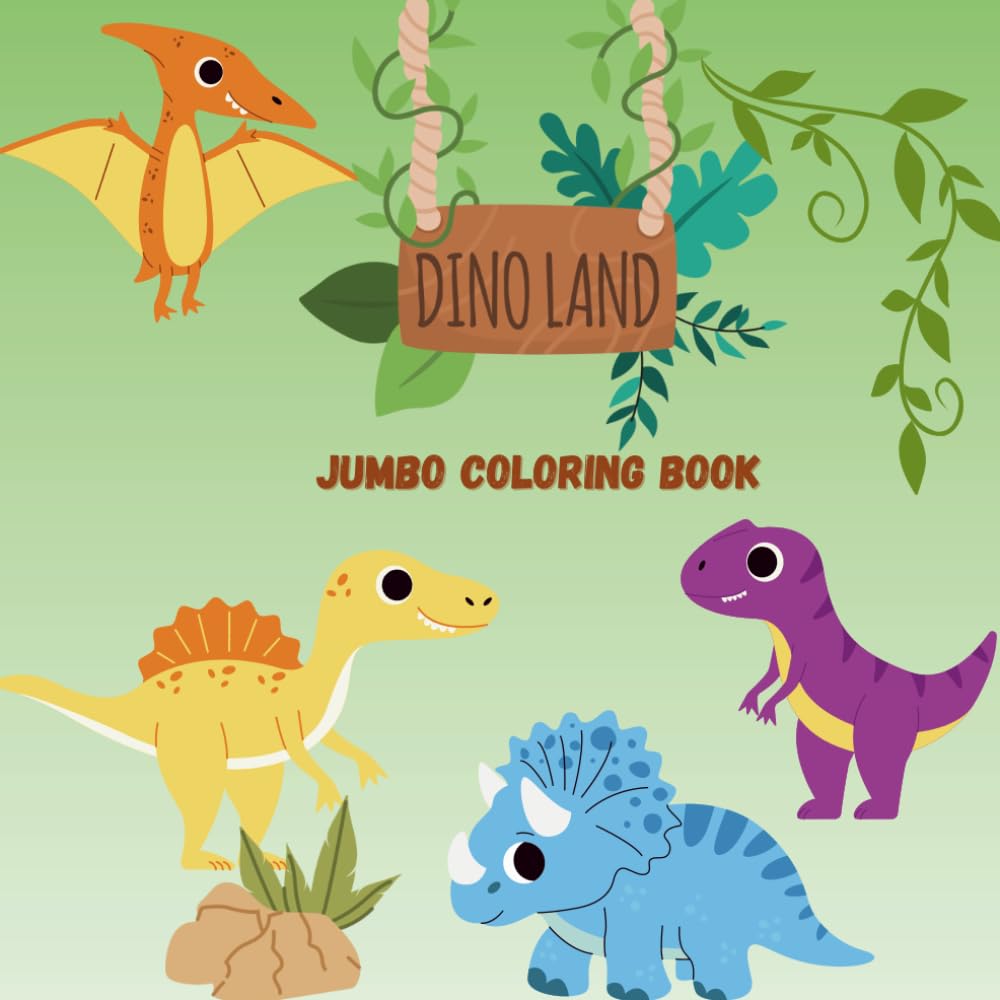 Dino Land Coloring Book for Kids: Explore Dinosaurs, Volcanoes, Fossils, and Prehistoric Fun