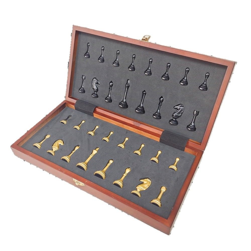 Jeu d'échecs en Bois, Planche Pliante, Compartiment à pièces échecs