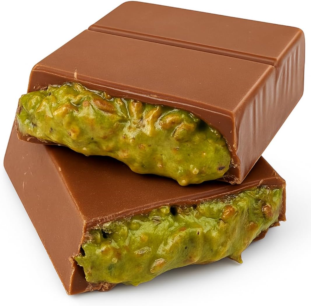 Gulluoglu Dubai Chocolate Kunafa Pistachio - (The Original), 3.4 oz - 95 gr (Pack of 1), daily fresh shipment, Ideal Gift for all Occasions, Gulluoglu Kunafa, Dubai Chocolate Bar Pistaciho