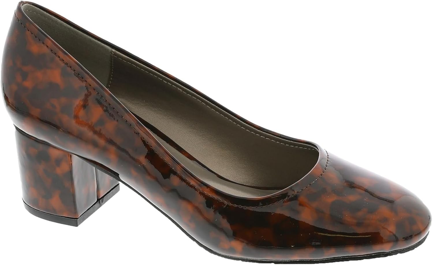 Masseys Women's Daphne Block Heel Dress Pump, 8.5 W (Wide), Tortoise Patent