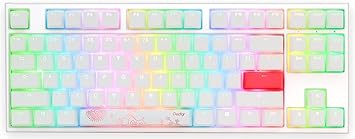Ducky One 2 RGB 80% Mechanical Keyboard Kailh Box Brown, High-Density PBT Tripleshot Keycaps, RGB, US, White