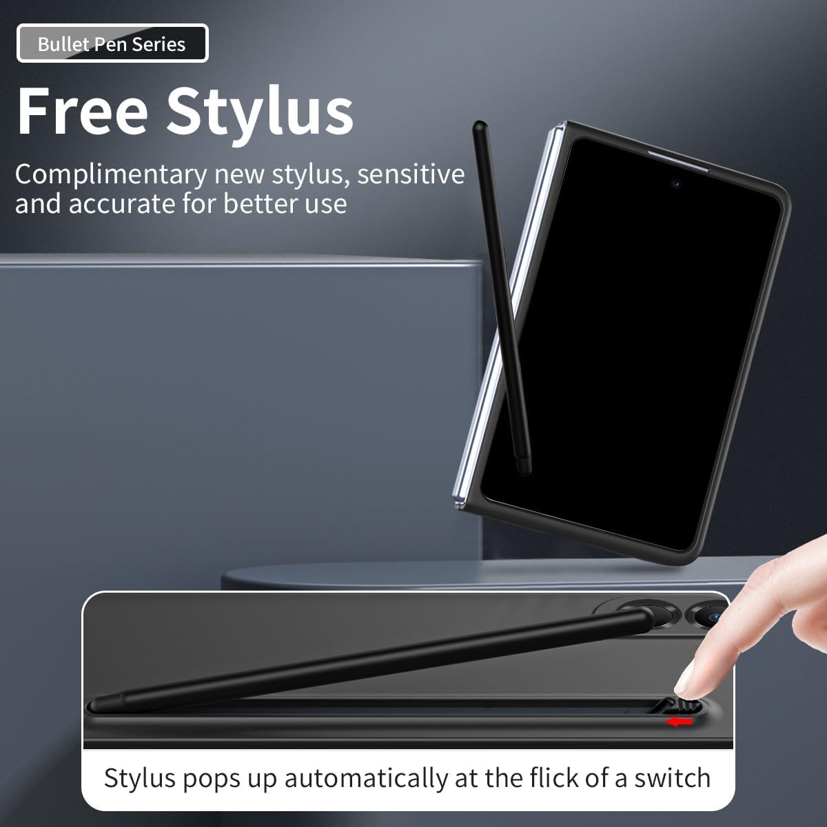 Compatible with Samsung Galaxy Z Fold 8 Wide Case with Stylus Holder Phone Case and Built-in Screen Protector, Slim Shockproof Phone Cover for Z Fold 8 Wide(Black)