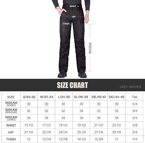 Miniatura 6 de FREE SOLDIER - Pantalones impermeables para hombre, con aislamiento de nieve, bolsillos con cierre de cremallera, para esquí, snowboarding, invierno