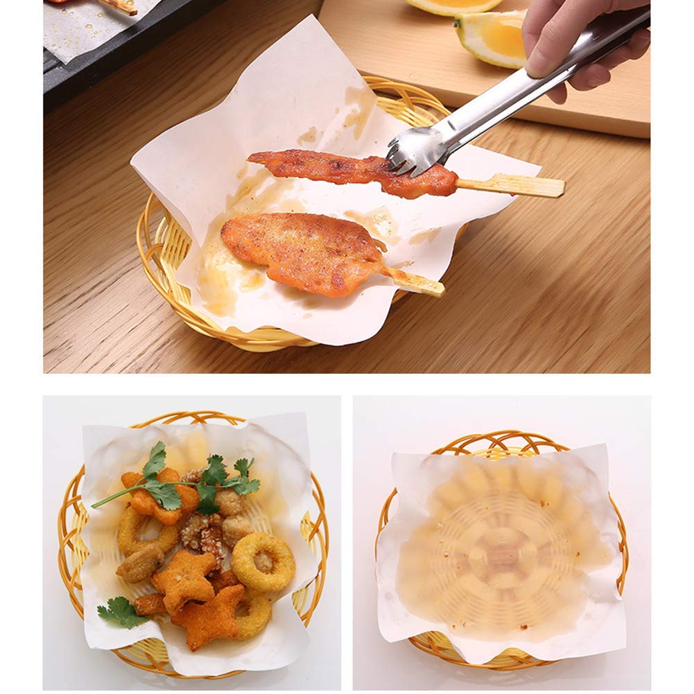 Papel para horno, película de alfombra, pergamino antiadherente precortado, no blanqueado papel de filtro de aceite para barbacoa para freír, para cocinar a la parrilla, freidora de aire
