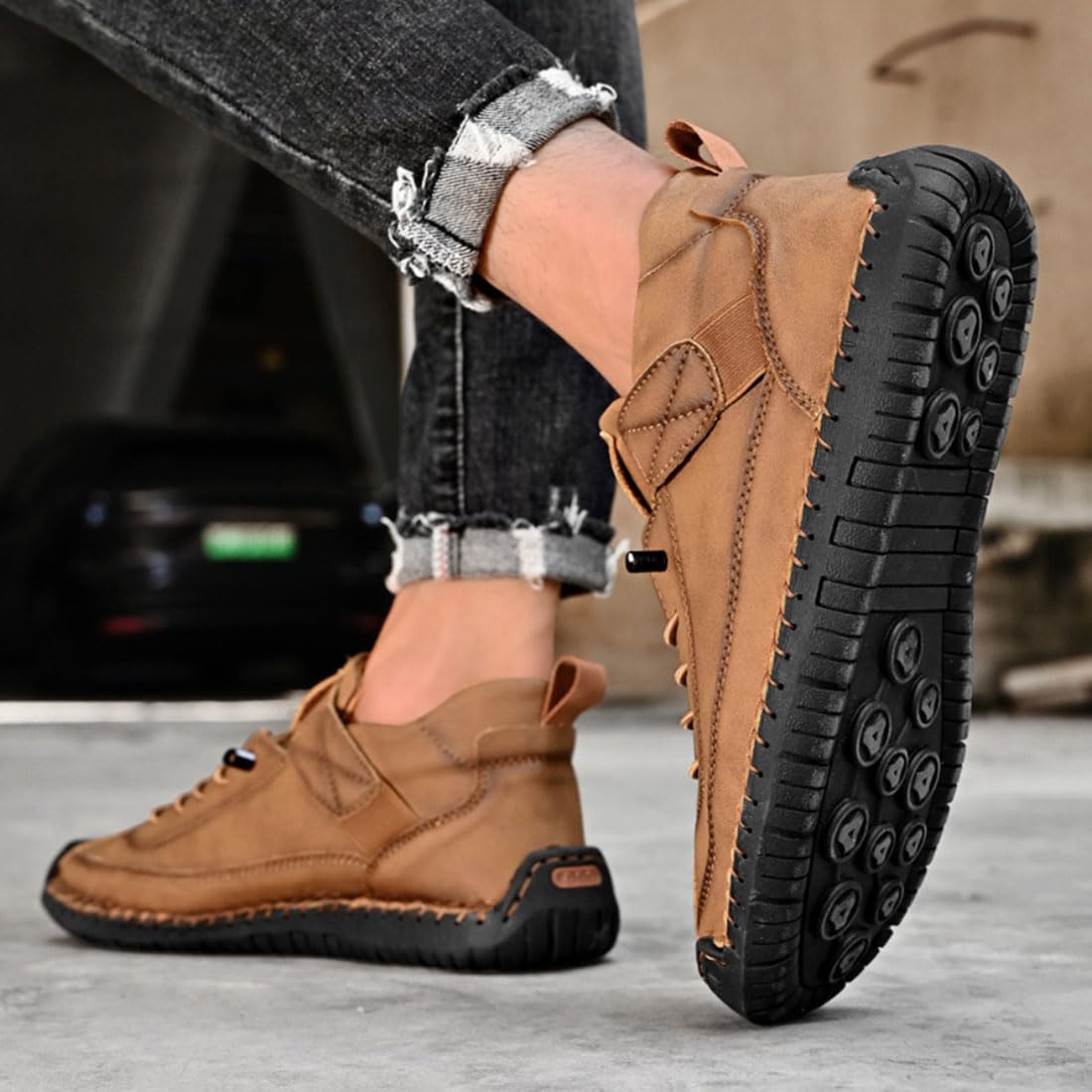 Bequeme orthopädische Sneaker, handgefertigt, Leder, orthopädische bequeme Schuhe, Fußgewölbeunterstützung, verstellbar, bequem, orthopädische Schuhe, weiche Unterstützung, Schlupfschuhe