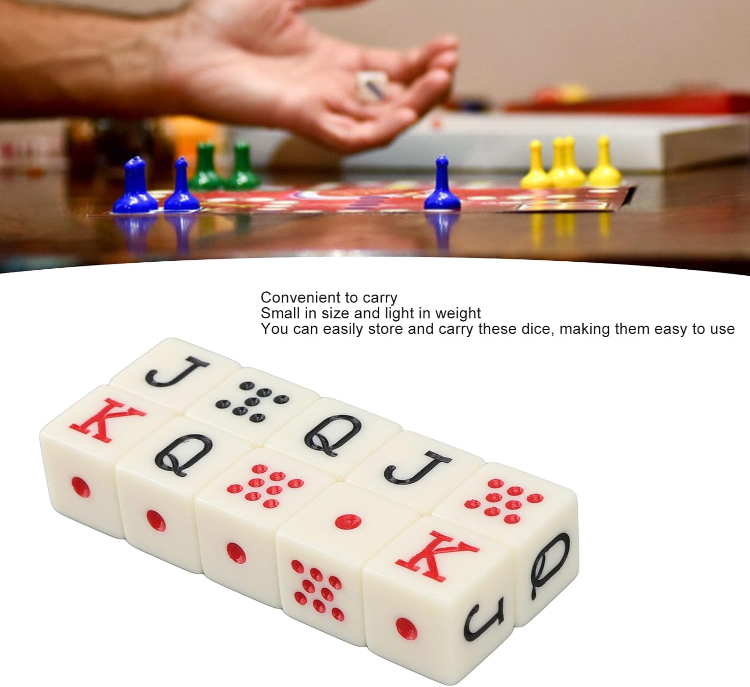 Keenso 20Pcs Spanish Poker Dice,6 Sided Poker Dice Spanish Poker Dice Game for Family