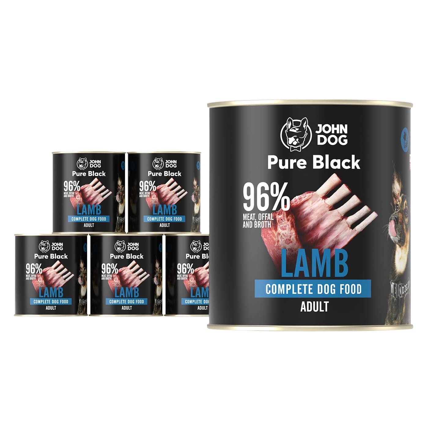 JOHN DOG Comida húmeda para Perros Pure Black Cordero 6 x 800 g – para Perros propensos a alergias – Sin Cereales, monoproteína Comida para Perros – para Adultos Perros de Todas Las Razas…