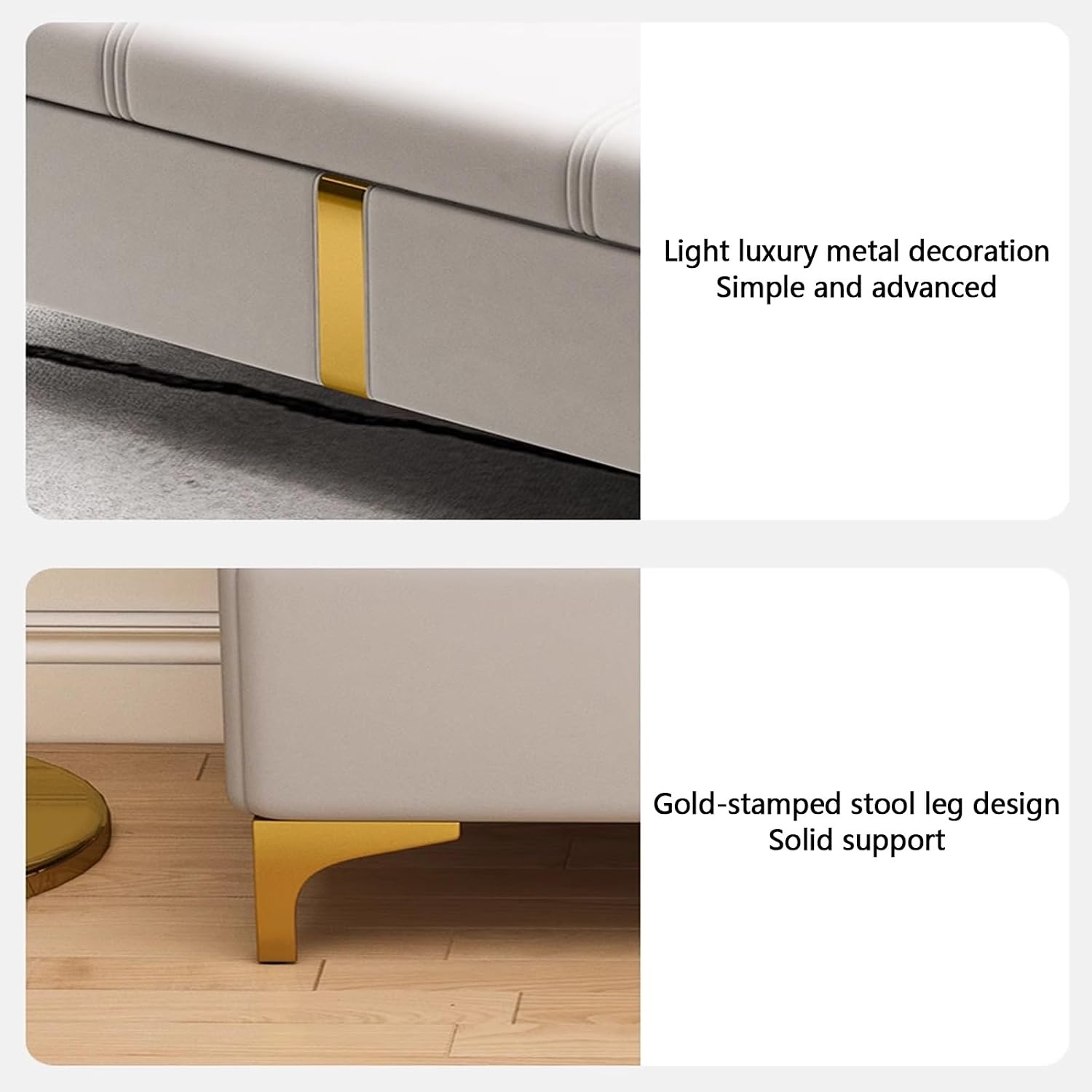 Modern Shoe Bench with Storage and Cushion, Bench for Entryway, Bedroom, Living Room, Brown Leather Legs