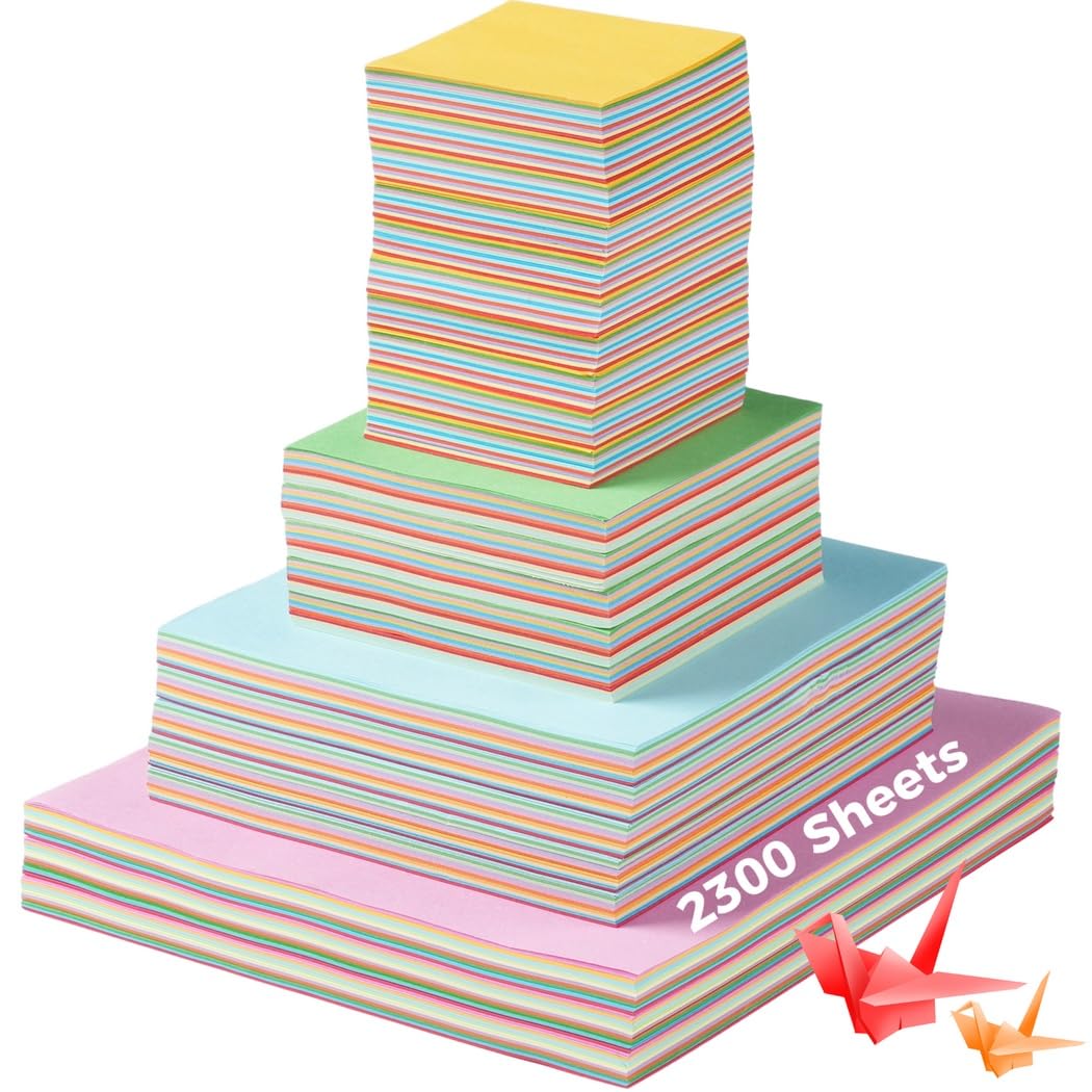 Zestaw 2300 arkuszy origami, dwustronny, kolorowy karton do samodzielnego wykonania, do scrapbookingu, artystycznych przyborów szkolnych, łatwe składanie, dla dzieci, dorosłych, początkujących, 10