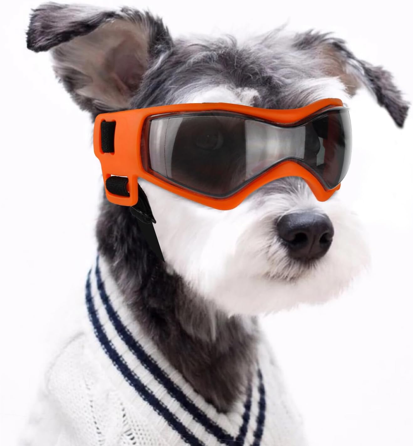 Dog Goggles Dog Sunglasses for Medium Breed UV Protection Windproof with Adjustable Head Straps Chin Straps for Ride Car/Hiking Travel/On Beach-Orange