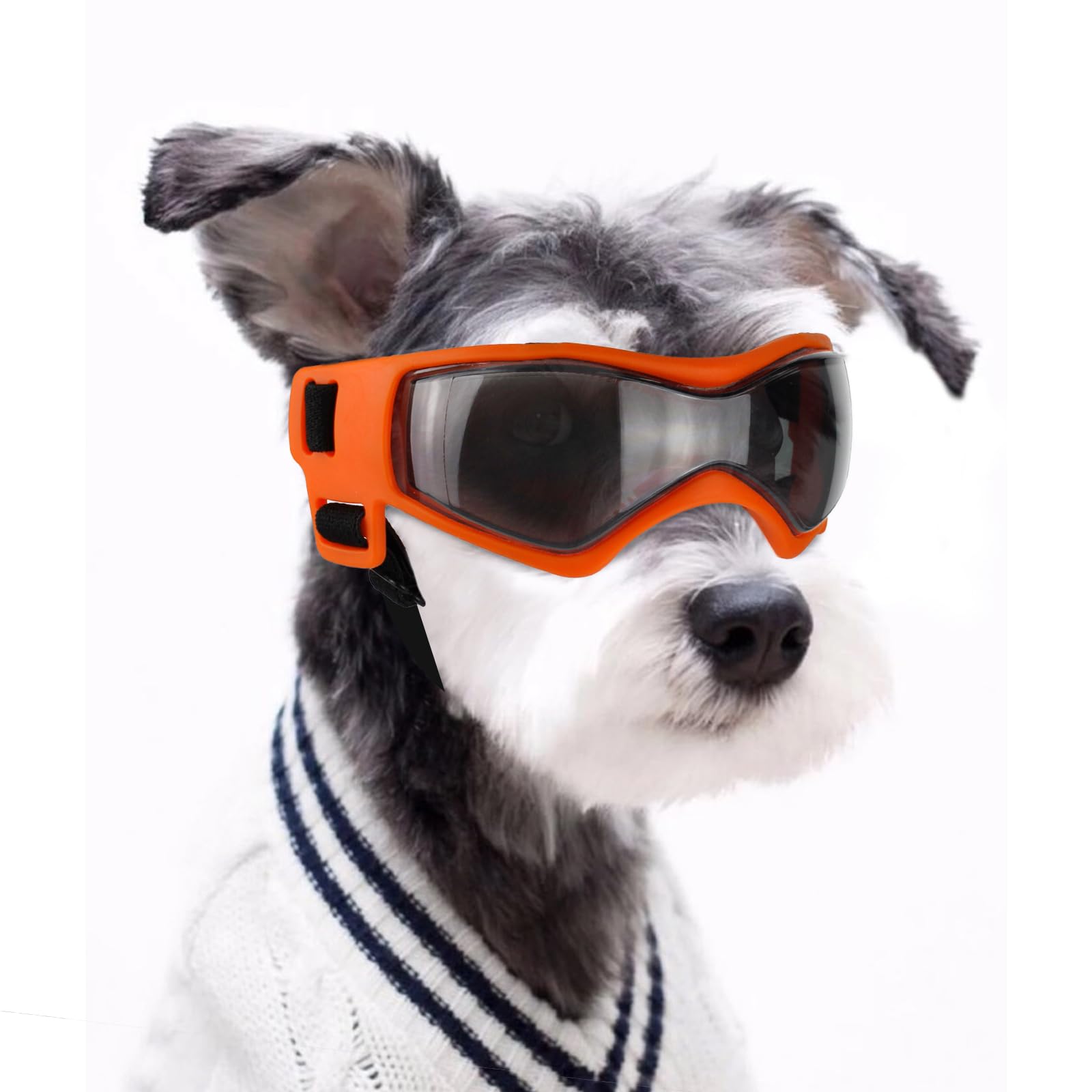 Dog Goggles Dog Sunglasses for Medium Breed UV Protection Windproof with Adjustable Head Straps Chin Straps for Ride Car/Hiking Travel/On Beach-Orange