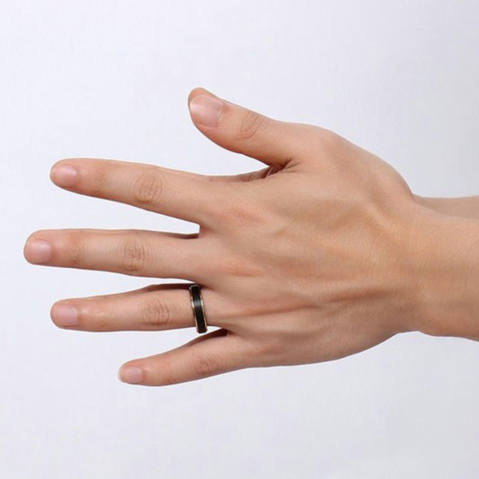 Wycian Männer Ringe, Verlobungsring Paar Wolfram 2 Stück 5 mm Schwarzer Gebürsteter Ring mit Goldrand Bandring Größe Damen 52 (16.6) Herren 54 (17.2)