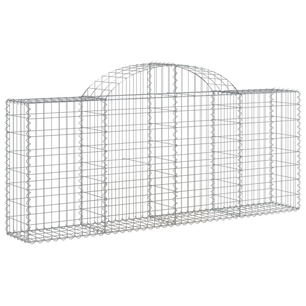 Gaviones con arco alto, 6 unidades, 200 x 30 x 80/100 cm, hierro galvanizado para barreras de jardín y protección visual como pared decorativa de gaviones de alambre robusto