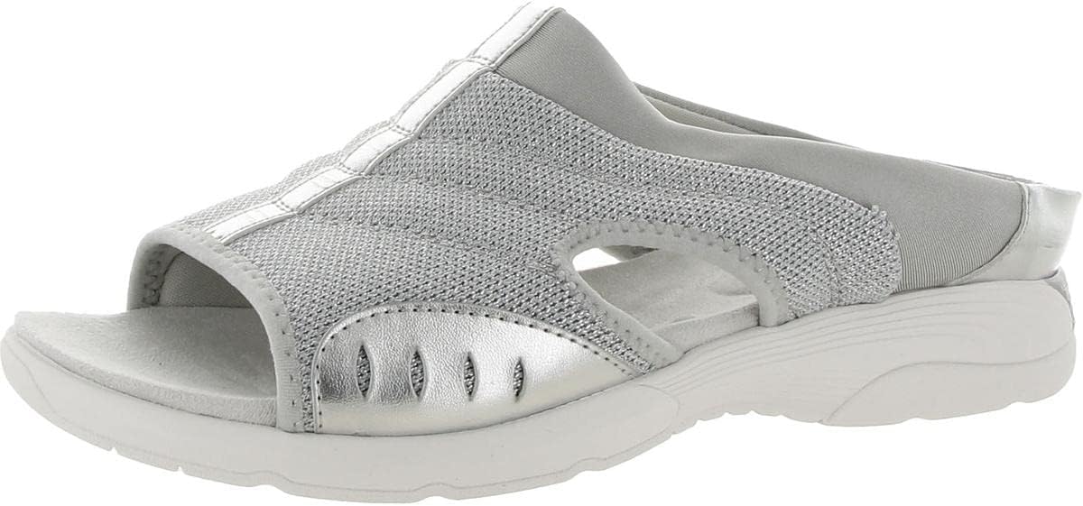 Easy Spirit Womens Traciee 2 Open Toe Slide Sandals Silver