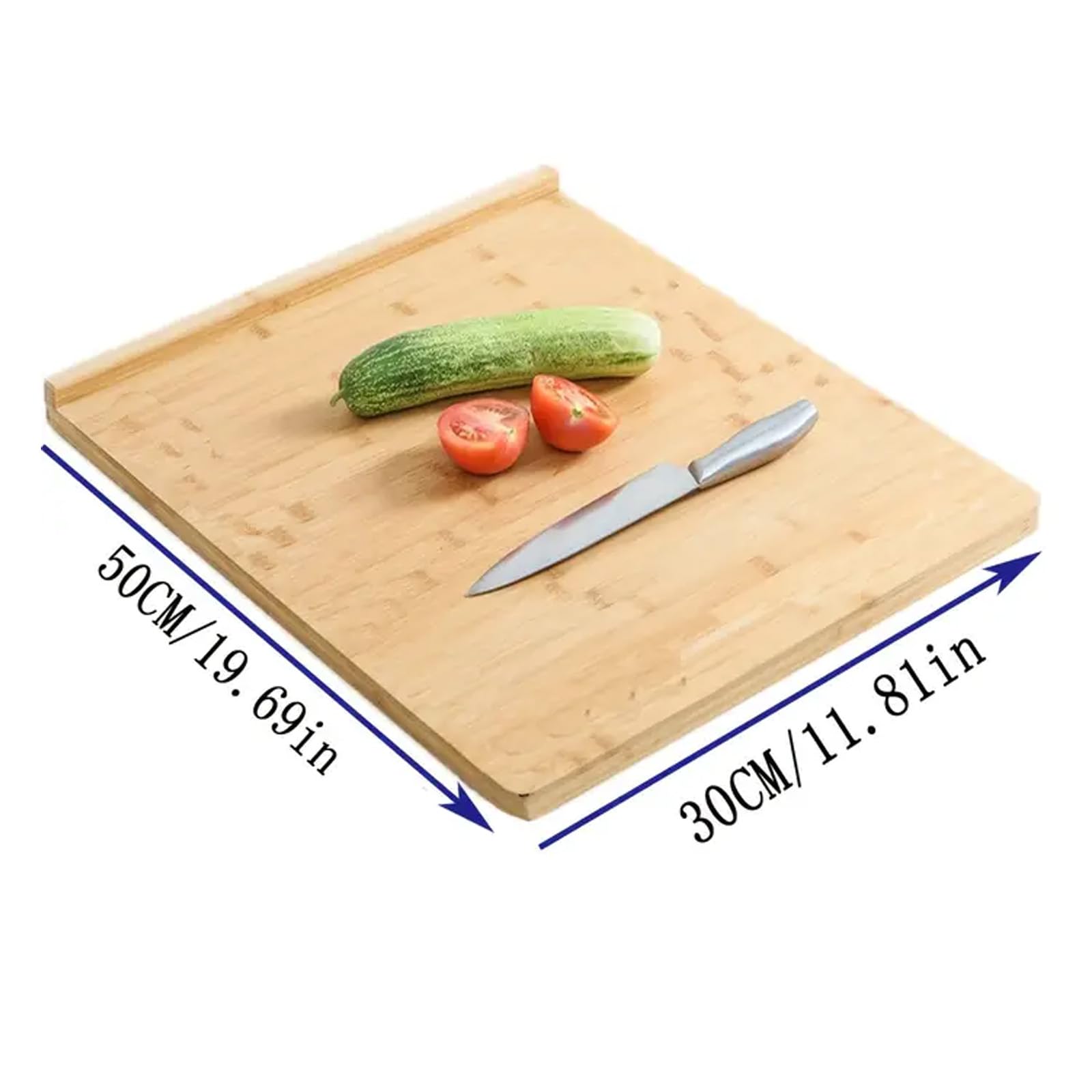 Tabla de cortar reversible de bambú de 50 x 30 cm, tabla de madera para repostería y amasado con ranura para encimera de cocina, ideal para preparación de pan y alimentos