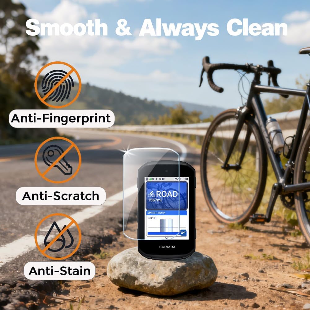 Screen Protector for Garmin Edge 850/Edge 550 GPS (3+1pack) and Silicone Case Cover,Tempered Glass Film Anti-Scratch High Definition Full Coverage (Green) - Image 4